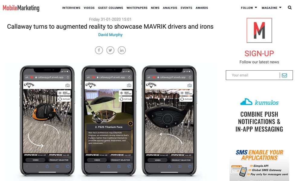 Cover Image for Mobile Marketing – Callaway Turns to Augmented Reality to Showcase MAVRIK Drivers and Irons