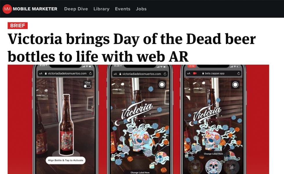 Cover Image for Mobile Marketer – Victoria brings Day of the Dead Beer Bottles to Life with Web AR