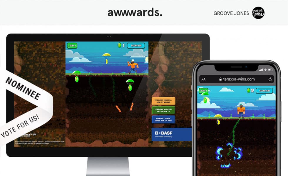 Cover Image for Groove Jones – Awwwards.com Site of the Day Nominee for Teraxxa Game Over