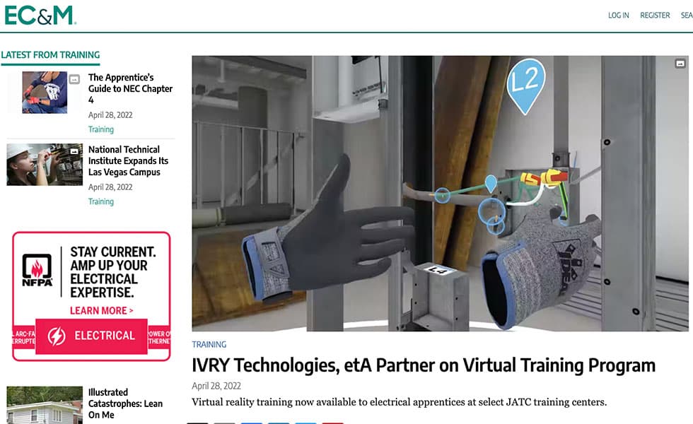 Cover Image for EC&M – IVRY Technologies, etA Partner on VR Training Program