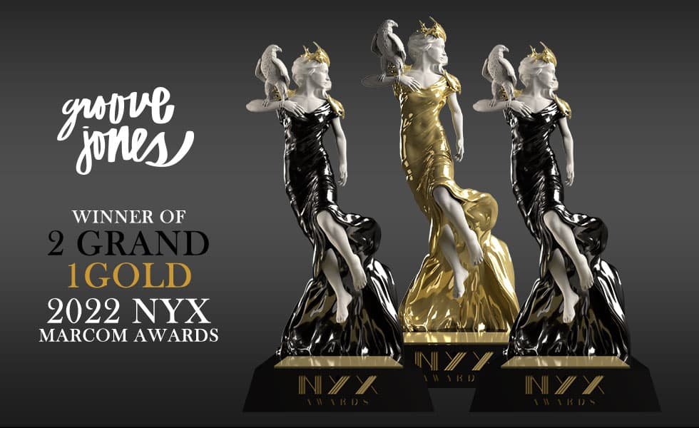 Cover Image for Groove Jones Wins Three 2022 NYX Marcom Awards, Including 2 Best In Show Grand Awards