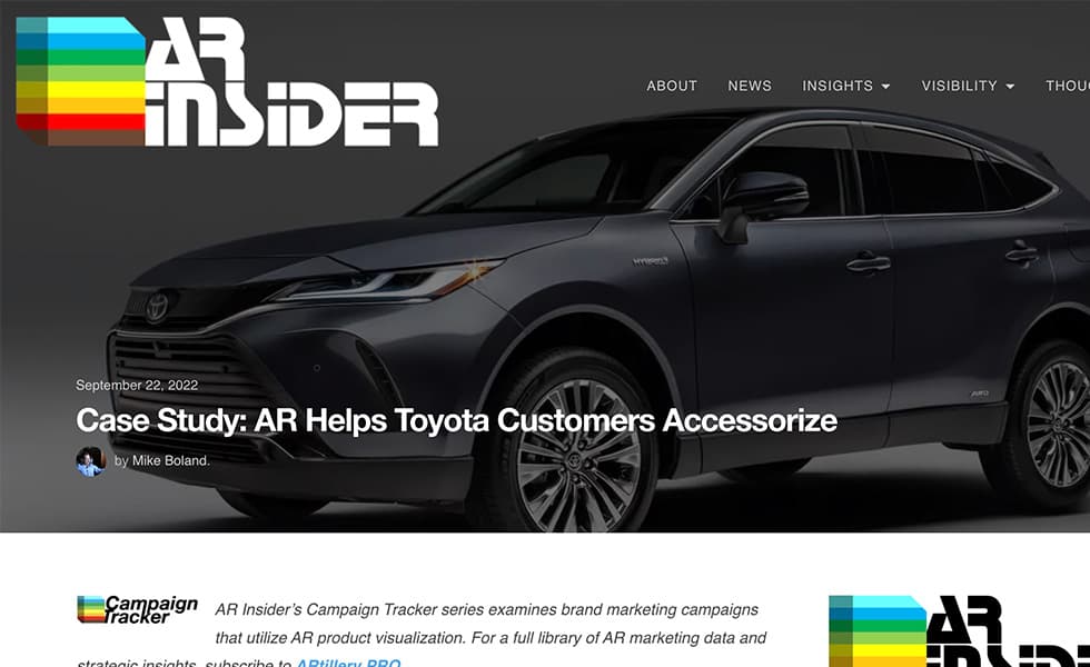 Cover Image for AR Insider – AR Helps Toyota Customers Accessorize