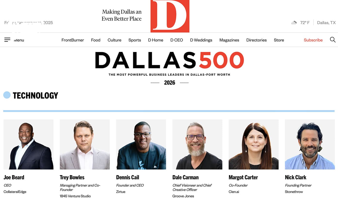 Groove Jones CEO Dale Carman Named in the Dallas 500 Most Powerful Business Leaders for 2026