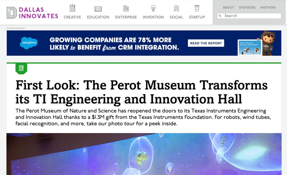 Dallas Innovates – The Perot Museum Transforms its TI Engineering and Innovation Hall