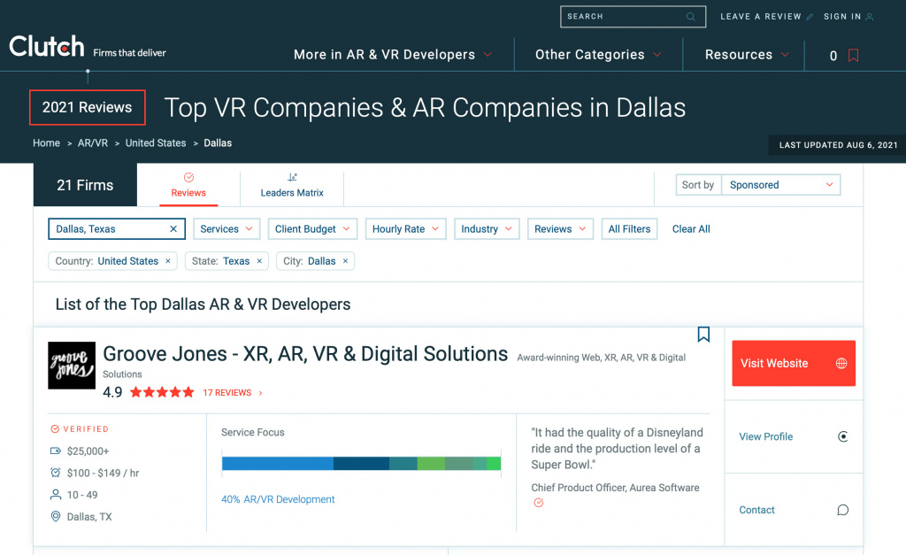 Top AR VR Firm Dallas